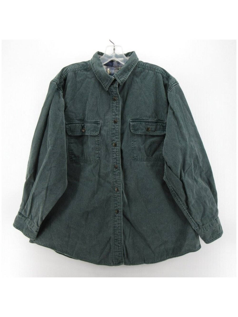 VTG LL Bean Top XL Denim Shirt Flannel Lined Shacket Button Up USA
